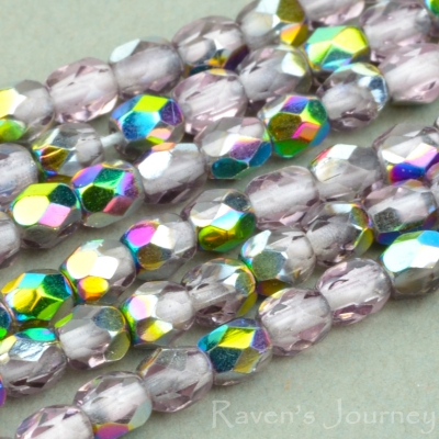 Round Faceted (3mm) Amethyst Transparent with Vitrail-osx