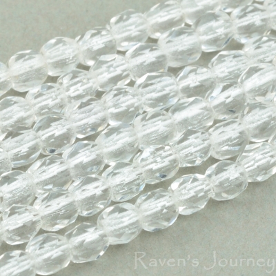 Round Faceted (3mm) Crystal Transparent-osx