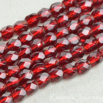 Round Faceted (3mm) Red Garnet Transparent-osx