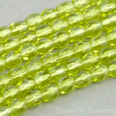 Round Faceted (3mm) Green Olivine Transparent-osx
