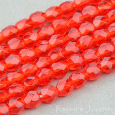 Round Faceted (3mm) Orange Transparent