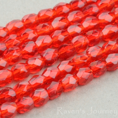 Round Faceted (3mm) Red Ruby Transparent-osx