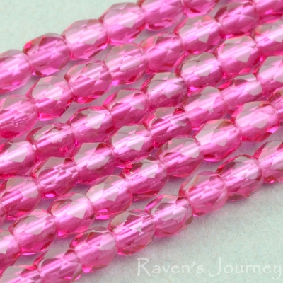 Round Faceted (3mm) Fuchsia Purple Transparent-osx