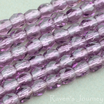 Round Faceted (3mm) Amethyst Transparent 2-osx