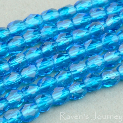 Round Faceted (3mm) Aqua Transparent-osx