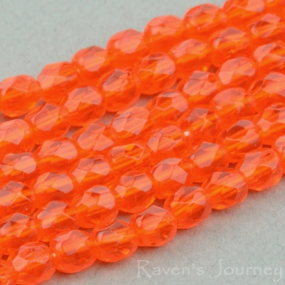 Round Faceted (3mm) Orange Transparent 2