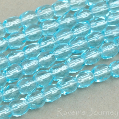 Round Faceted (3mm) Aqua Transparent 2-osx