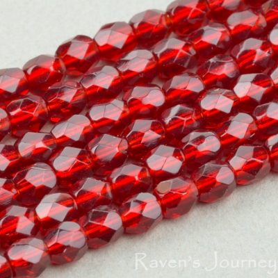 Round Faceted (3mm) Red Garnet Transparent 2
