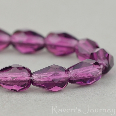 Faceted Drop (6x5mm) Amethyst Purple Transparent