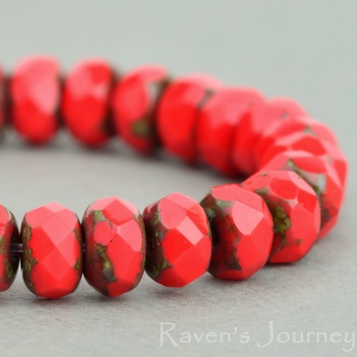 Rondelle (5x3mm) Orange Coral Opaque with Picasso-osx