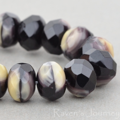 Rondelle (9x6mm) Jet Ivory Mix Opaque