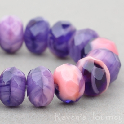 Rondelle (9x6mm) Pink Purple Amethyst Mix Opaque Transparent