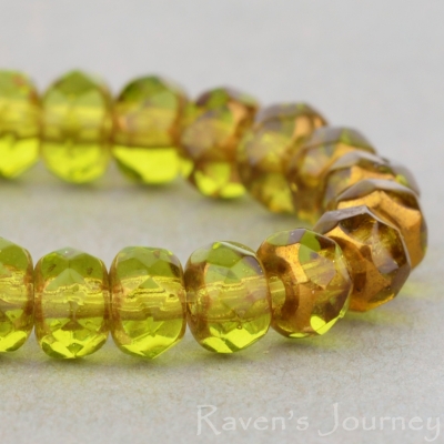 Rondelle (5x3mm) Olivine Transparent with Bronze Finish