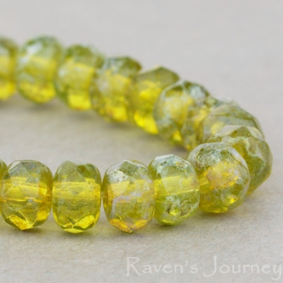 Rondelle (5x3mm) Olivine Transparent with Picasso Finish