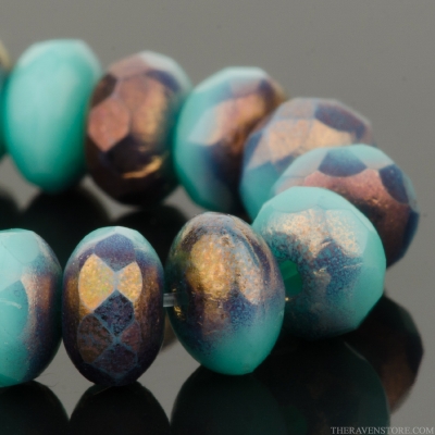 Rondelle (5x3mm) Turquoise Opaque with Bronze Halfcoat-osx