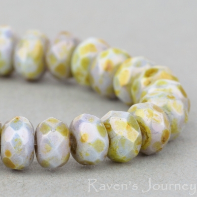 Rondelle (5x3mm) Golden Green Opaque with Luster