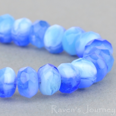 Rondelle (5x3mm) Cobalt Transparent and White Opaque Mix-osx