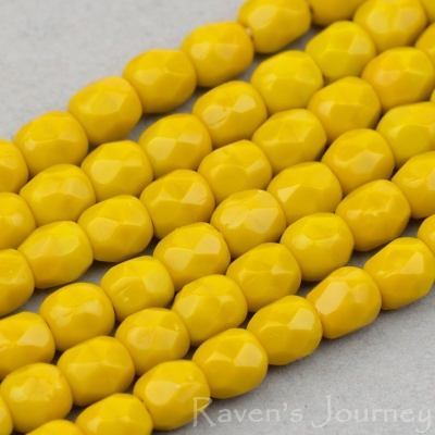 Round Faceted (3mm) Mustard Opaque