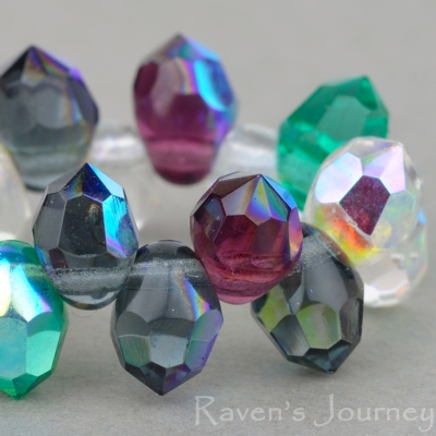 Top Drilled Drop (7x5mm) Mixed Beads Jewel Colors Transparent with AB Finish-osx