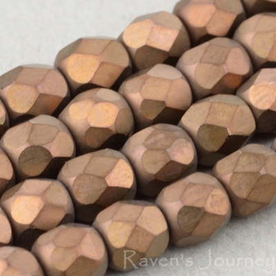 Round Faceted (4mm) Dark Bronze Matte Opaque