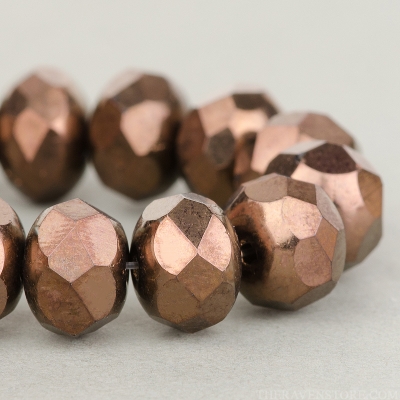 Rondelle (9x6mm) Dark Bronze Opaque with Bronze