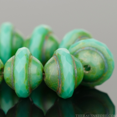 Saturn (8x10mm) Turquoise Opaque with Picasso Finish