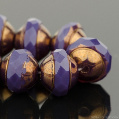 Saturn (8x10mm) Purple Opaline with Bronze Finish