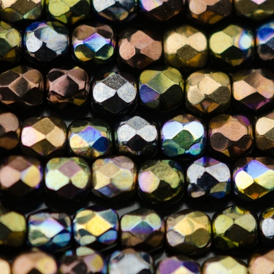 Round Faceted (4mm) Metallic Rainbow Finish Mix
