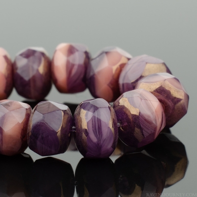 Rondelle (5x3mm) Purple and Pink Opaque Mix with Bronze Finish-osx