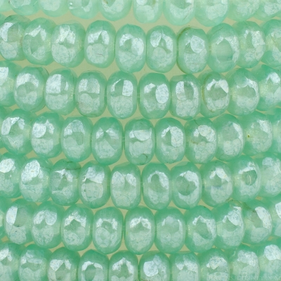 Gem Cut Microspacer (3x2mm) Light Aqua Blue Vaseline Opaline with White Luster