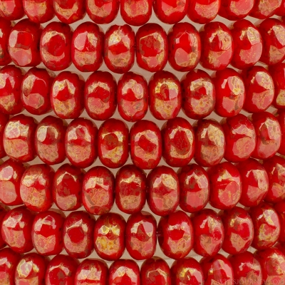 Gem Cut Microspacer (3x2mm) Burnt Orange Opaline with Golden Luster