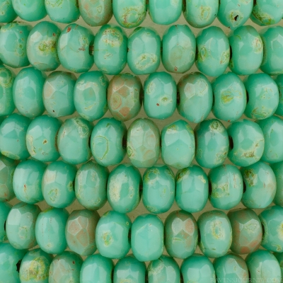 Gem Cut Microspacer (3x2mm) Turquoise Opaque with Picasso Finish