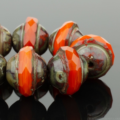 Saturn (8x10mm) Orange Opaline with Picasso Finish