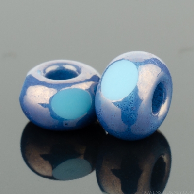 Faceted Seed Bead 6/0 (4x3mm) Blue Turquoise Opaque with Purple Bronze Finish