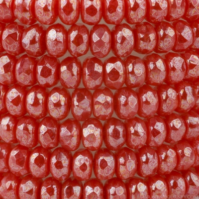 Gem Cut Microspacer (3x2mm) Burnt Orange with Silver Luster