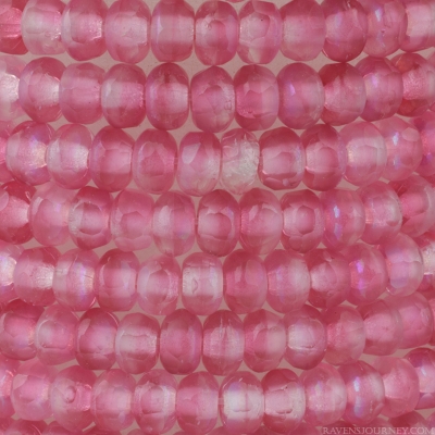Gem Cut Microspacer (3x2mm) Fuchsia and Crystal Transparent Mix