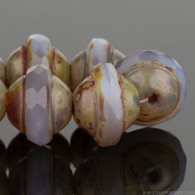 Saturn (8x10mm) Lilac Purple Silk with Picasso Finish