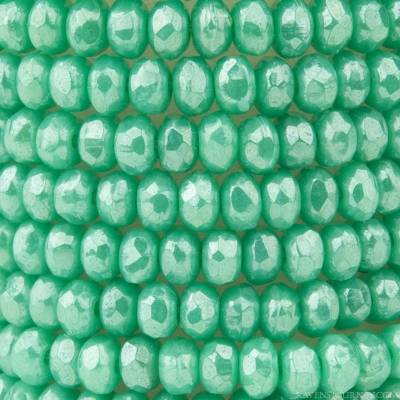 Gem Cut Microspacer (3x2mm) Turquoise Opaque with White Luster