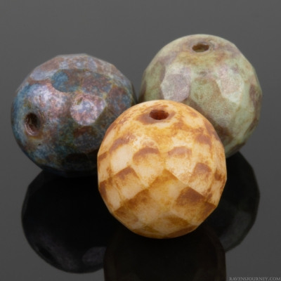 Round Faceted (12mm) Natural Rainbow Finish Opaque