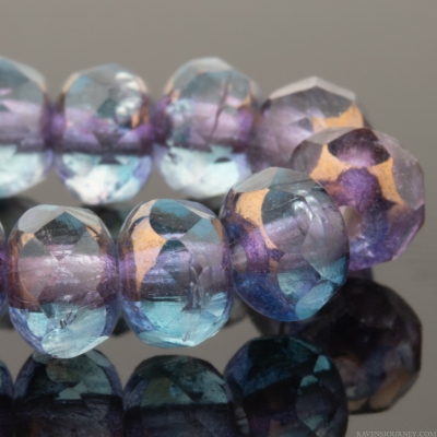 Rondelle (5x3mm) Aqua Blue Crystal Mix with Bronze Finish