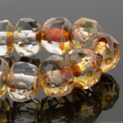 Rondelle (5x3mm) Crystal with  Picasso Finish