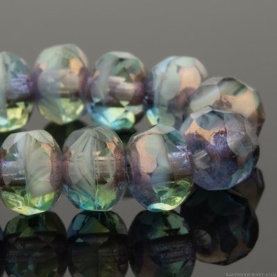 Rondelle (5x3mm) Peruvian Blue Opal Mix with Bronze Finish