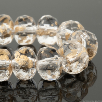 Rondelle (5x3mm) Crystal Transparent with Antique Gold Finish
