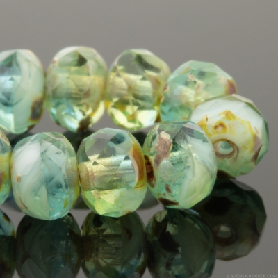 Rondelle (5x3mm) Peruvian Blue Opal Mix with Picasso Finish