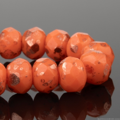 Rondelle (5x3mm) Orange Opaque with Antique Copper Finish