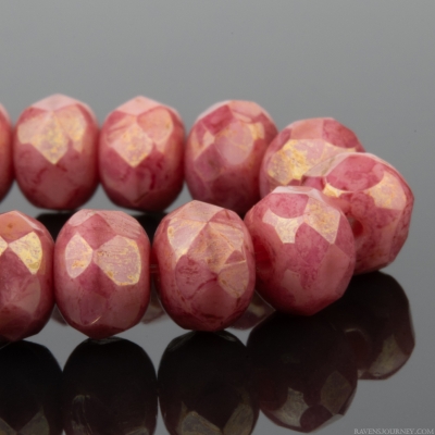 Rondelle (5x3mm) Pink Silk with Golden Purple Luster