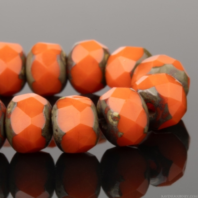 Rondelle (5x3mm) Orange Opaque with Picasso Finish (1)