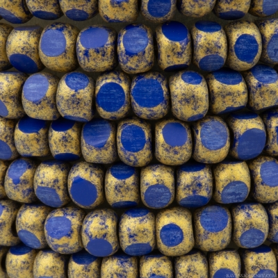 Faceted Seed Bead  6/0 (4x3mm) Lapis Blue Opaque Matte with Antique Gold Finish