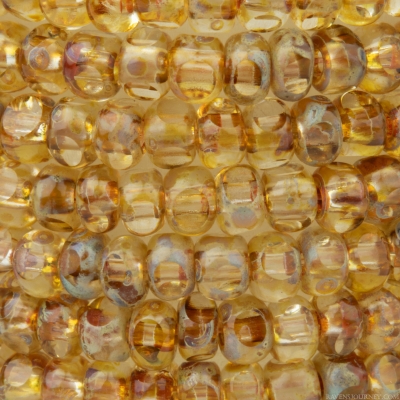 Faceted Seed Bead  6/0 (4x3mm) Crystal Transparent with Picasso Finish
