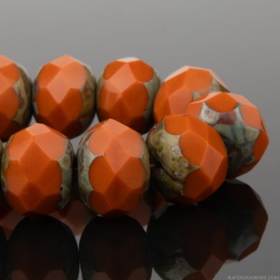 Rondelle (9x6mm) Orange Ochre Opaque with Picasso Finish